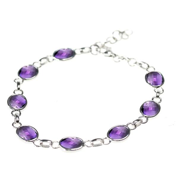slide 1 of 1, 925 Sterling Silver African Amethyst Bracelet