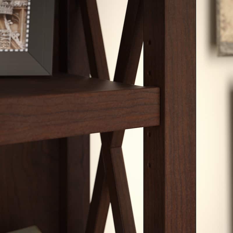 Key West 60W L Desk with File Cabinets and Bookcase by Bush Furniture
