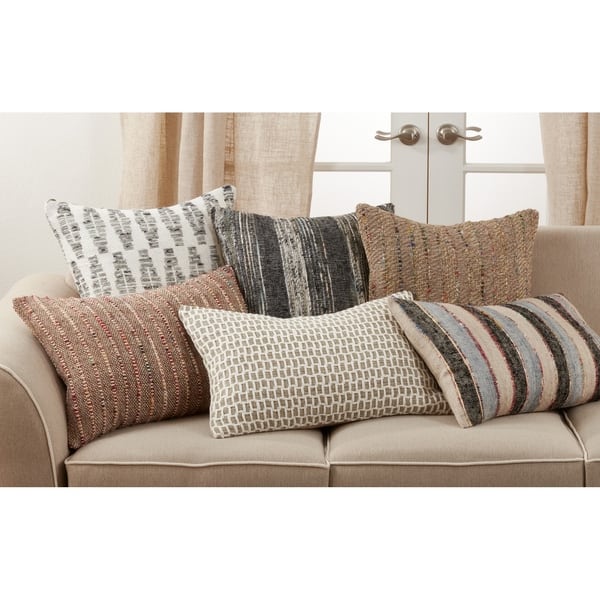 Throw Pillow With Net Design - 16"x24" - Feather Down