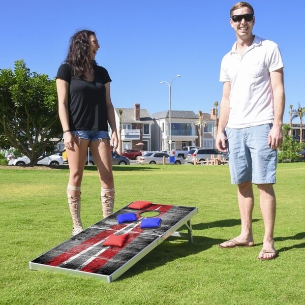 Wooden Corn Hole Bean Bag Toss Game Set Lawn Backyard Regulation Size 2 x 3 Ft 