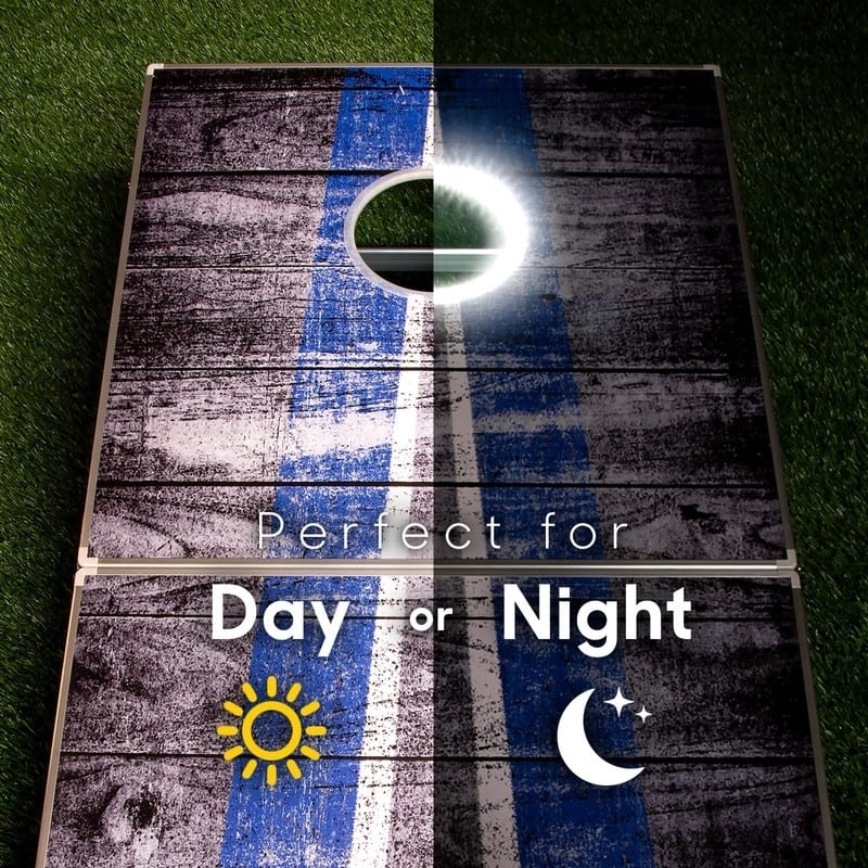 GoSports LED Rustic Design Cornhole Set, Regulation Size Bean Bag Toss Game Set - Foldable Design