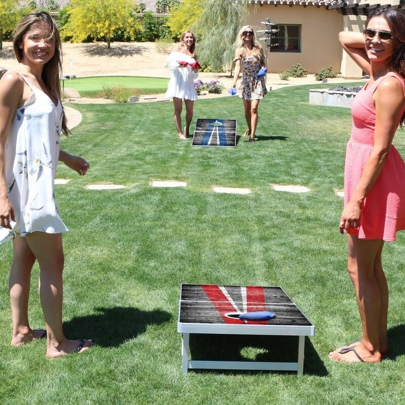 GoSports LED Rustic Design Cornhole Set, Regulation Size Bean Bag Toss Game Set - Foldable Design