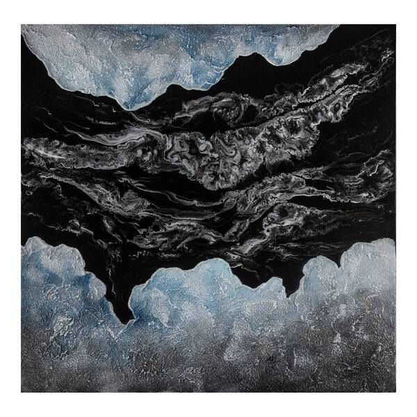 Aurelle Home Aquatic Blue Rift and Black Abstract Wall Decor - Bed Bath ...