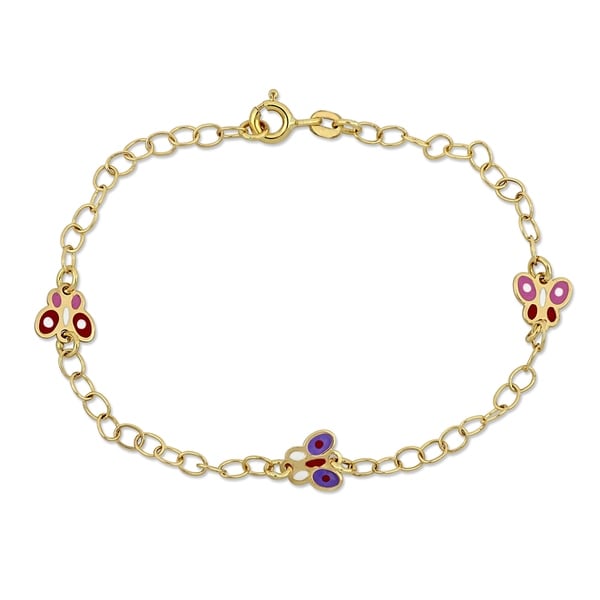 Miadora 18k Yellow Gold Baby Butterfly Station Link Bracelet - N/A. Opens flyout.