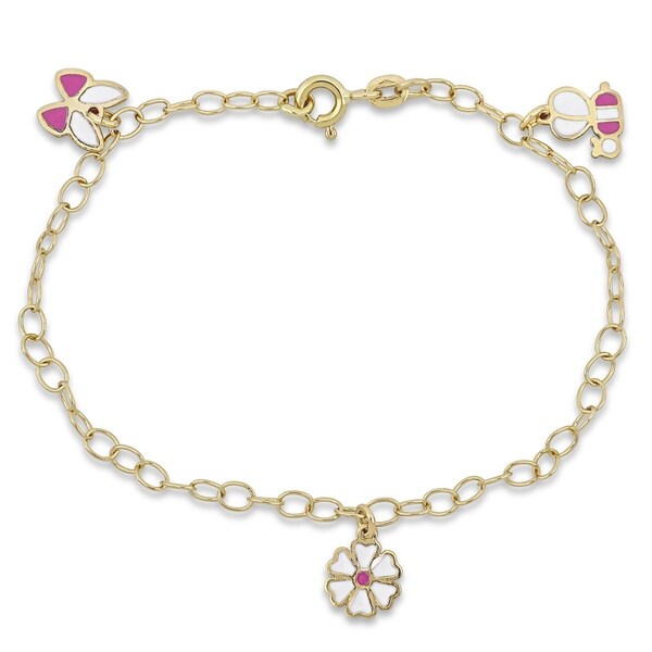 Miadora 18k Yellow Gold Children's Charm Link Bracelet - N/A. Opens flyout.