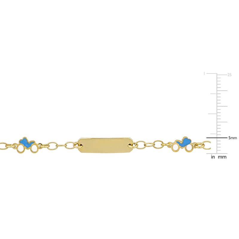 Miadora 18k Yellow Gold Children's ID with Motorcycle Charm Station Link Bracelet - N/A