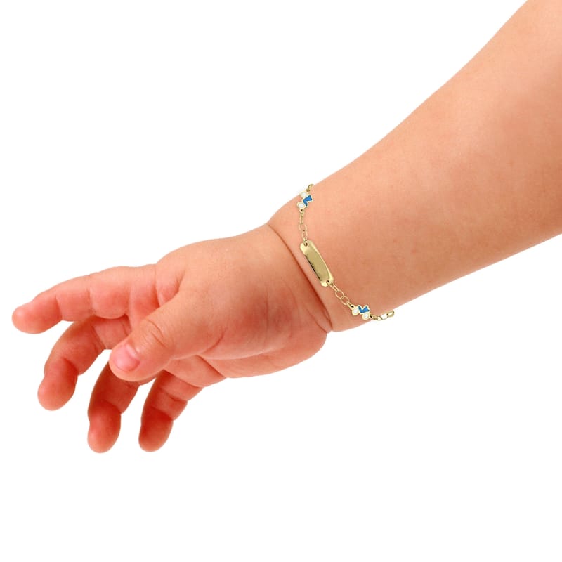 Miadora 18k Yellow Gold Children's ID with Motorcycle Charm Station Link Bracelet - N/A