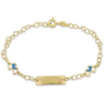 Miadora 18k Yellow Gold Children's ID with Motorcycle Charm Station Link Bracelet - N/A