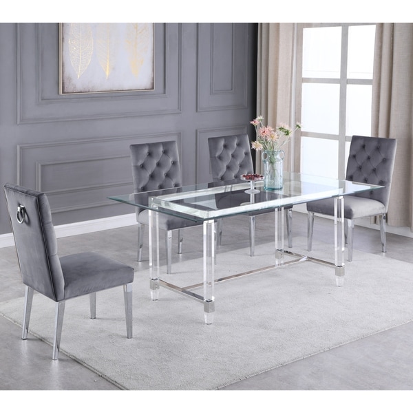 Shop Best Quality Furniture Dining Set with Tufted Diamond Pattern Side