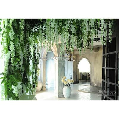 Artificial Silk White Wisteria Flower vine