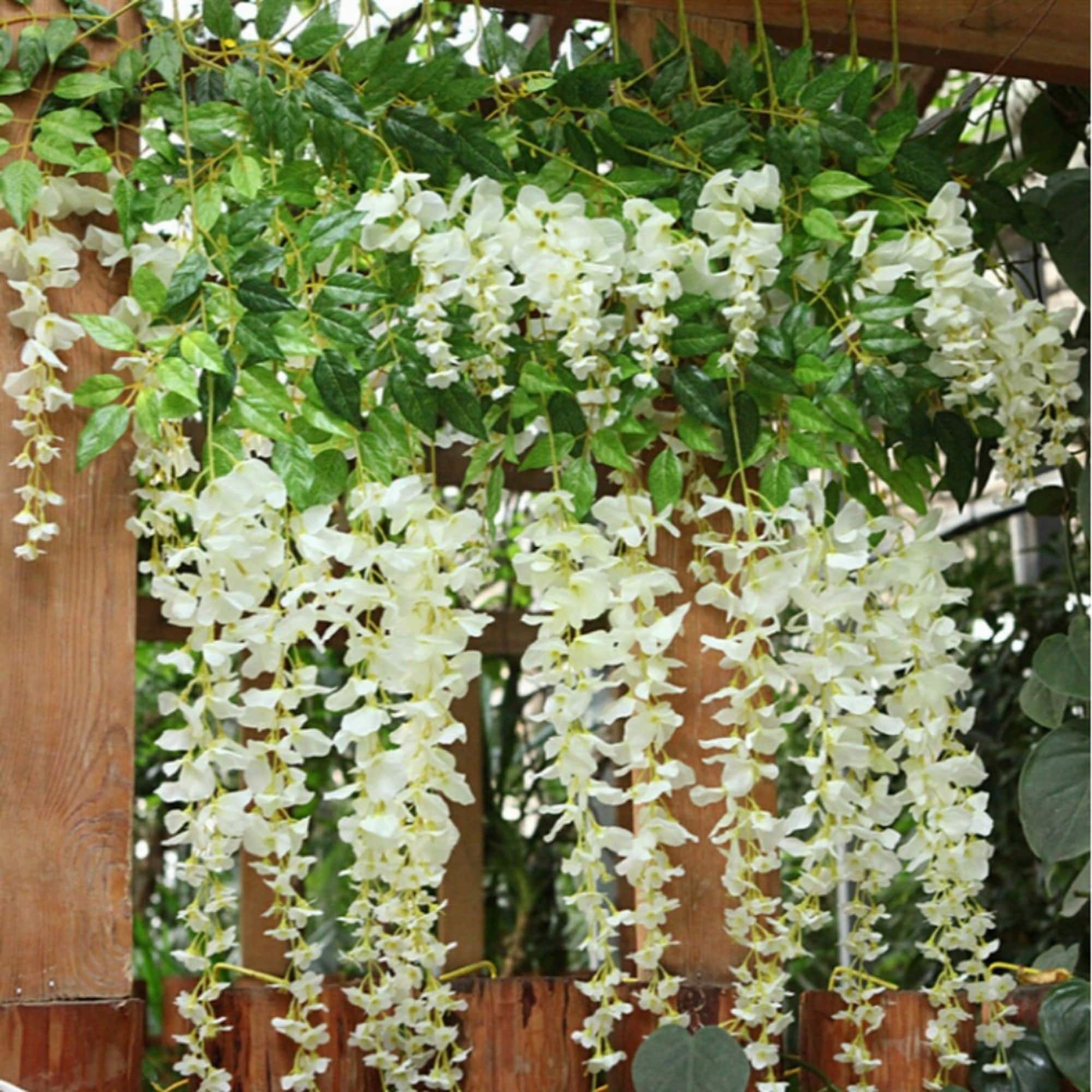 Artificial Silk White Wisteria Flower Decorative Vines (Set of 60) - 60pc -  Bed Bath & Beyond - 30834170