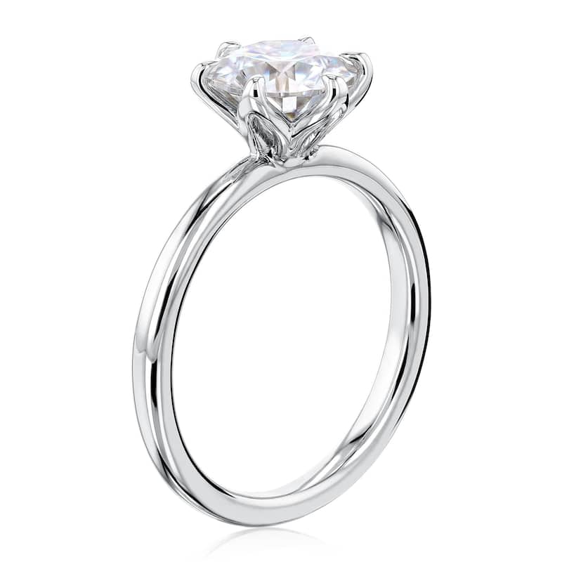 Annello by Kobelli 14k Gold 1.5 Carat Round Moissanite Solitaire 6-Prong Floating Tulip Head Comfort Fit Engagement Ring