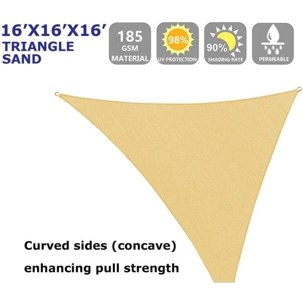 slide 4 of 4, 16x16x16 Feet Triangular Shape Super Durable Sun Sail For Outdoor Use - 16x16x16Triangle