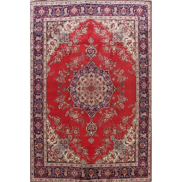 Shop Vintage Floral Tabriz Persian Area Rug Hand Knotted Living Room Carpet 9 8 X 12 7 On Sale Overstock 30841054