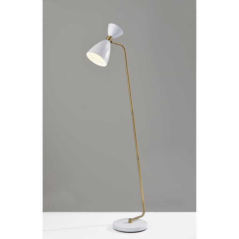 Adesso White & Antique Brass Oscar Floor Lamp