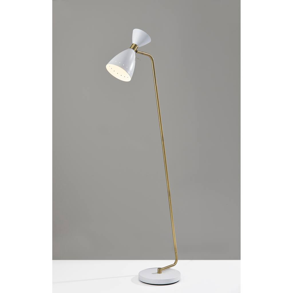 Adesso White & Antique Brass Oscar Floor Lamp