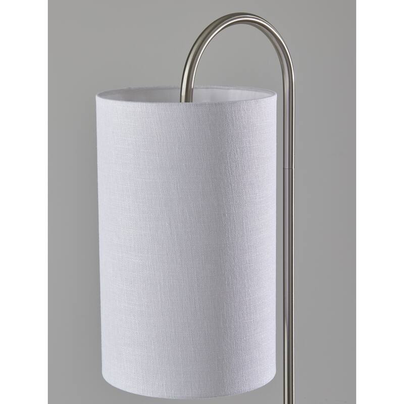 Adesso Leonard Brushed Steel Shelf Floor Lamp