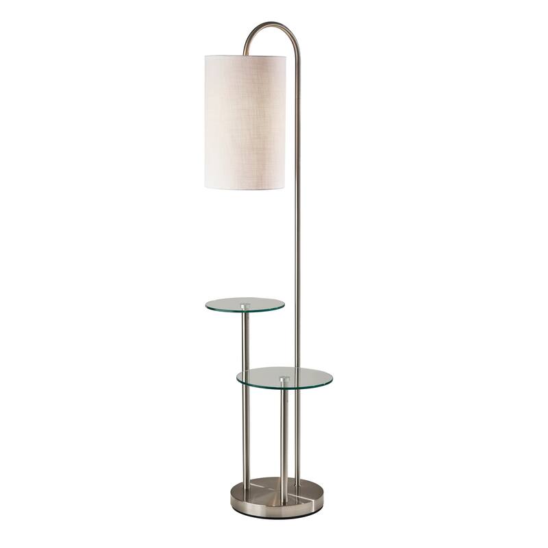 Adesso Leonard Brushed Steel Shelf Floor Lamp