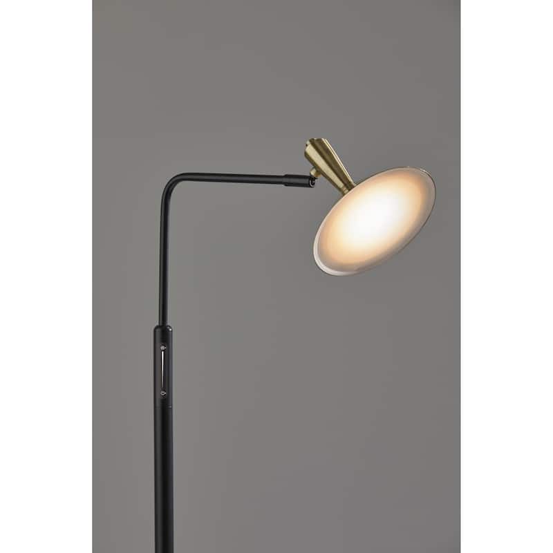 Adesso Black & Antique Brass Lucas LED Floor Lamp