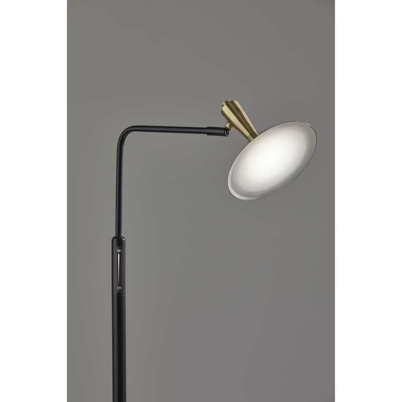 Adesso Black & Antique Brass Lucas LED Floor Lamp