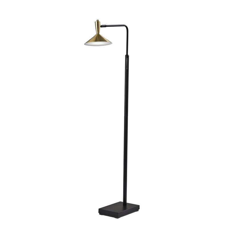 Adesso Black & Antique Brass Lucas LED Floor Lamp
