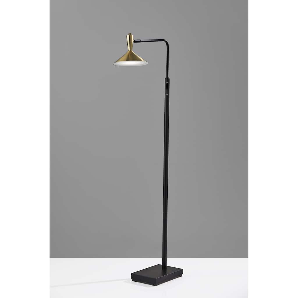Adesso Black & Antique Brass Lucas LED Floor Lamp