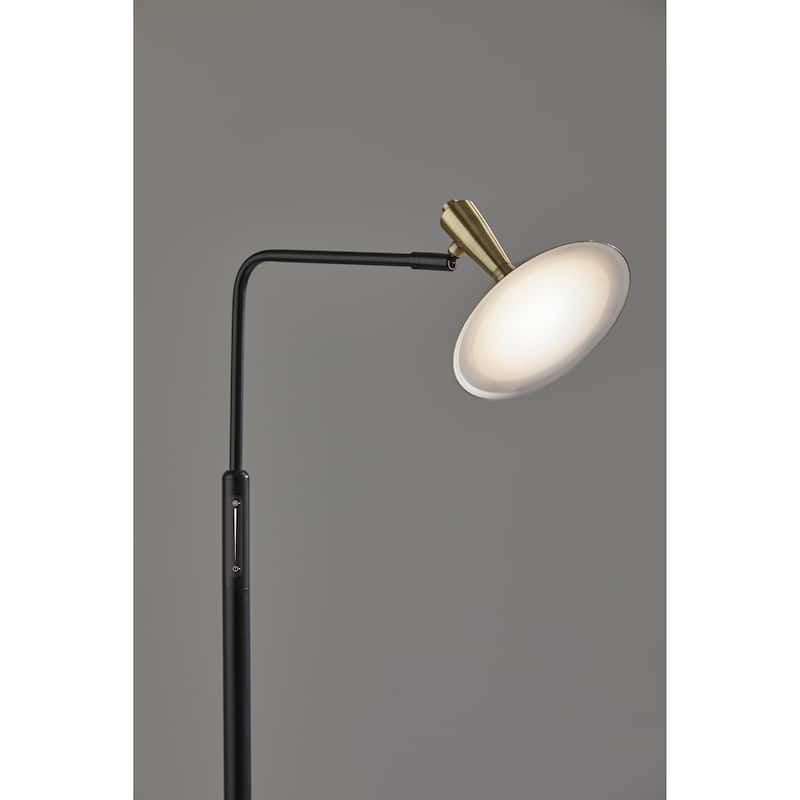 Adesso Black & Antique Brass Lucas LED Floor Lamp