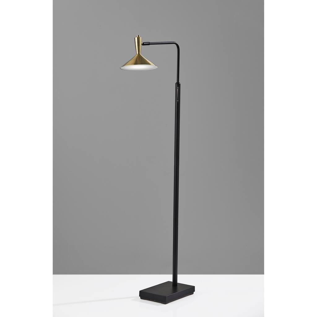 Adesso Black & Antique Brass Lucas LED Floor Lamp