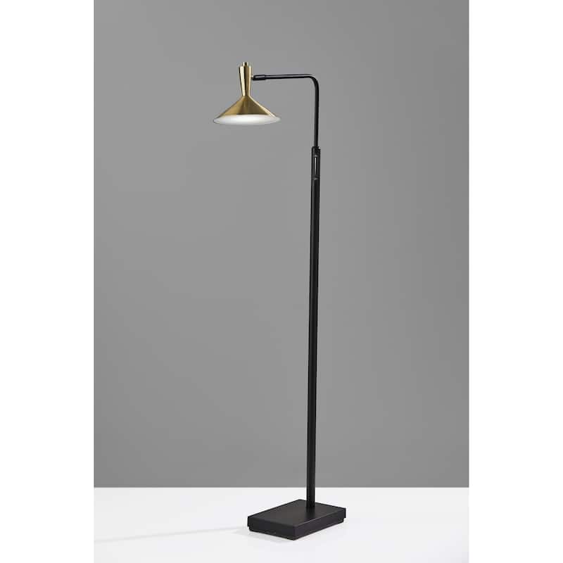 Adesso Black & Antique Brass Lucas LED Floor Lamp