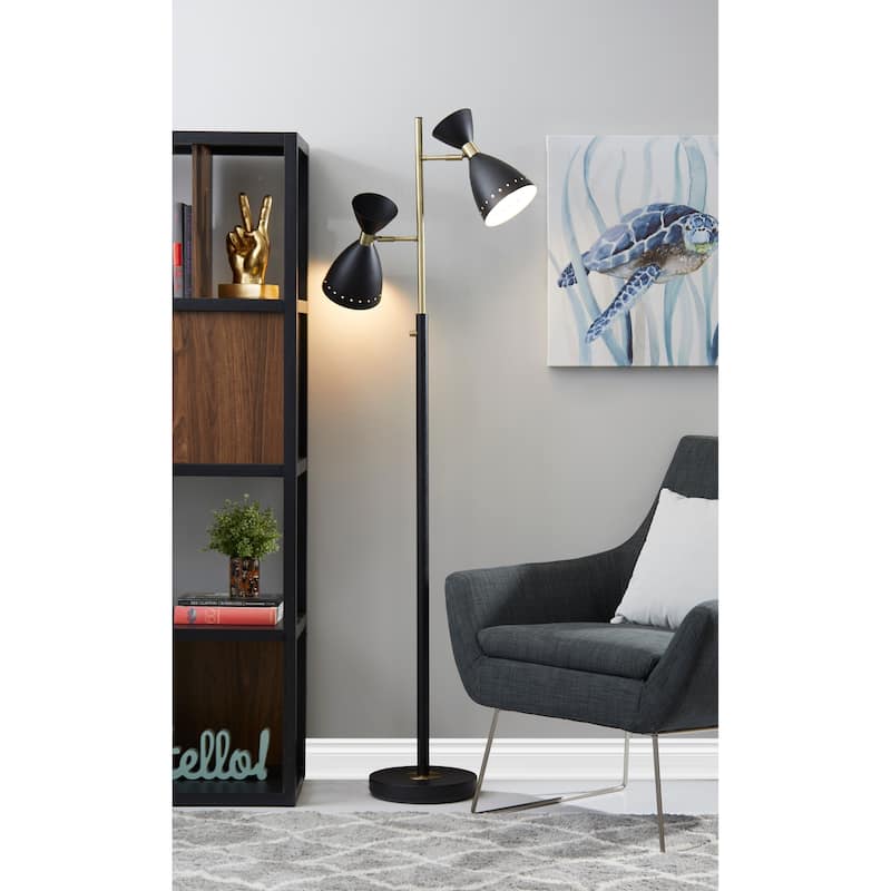 Adesso Black & Antique Brass Oscar Tree Lamp