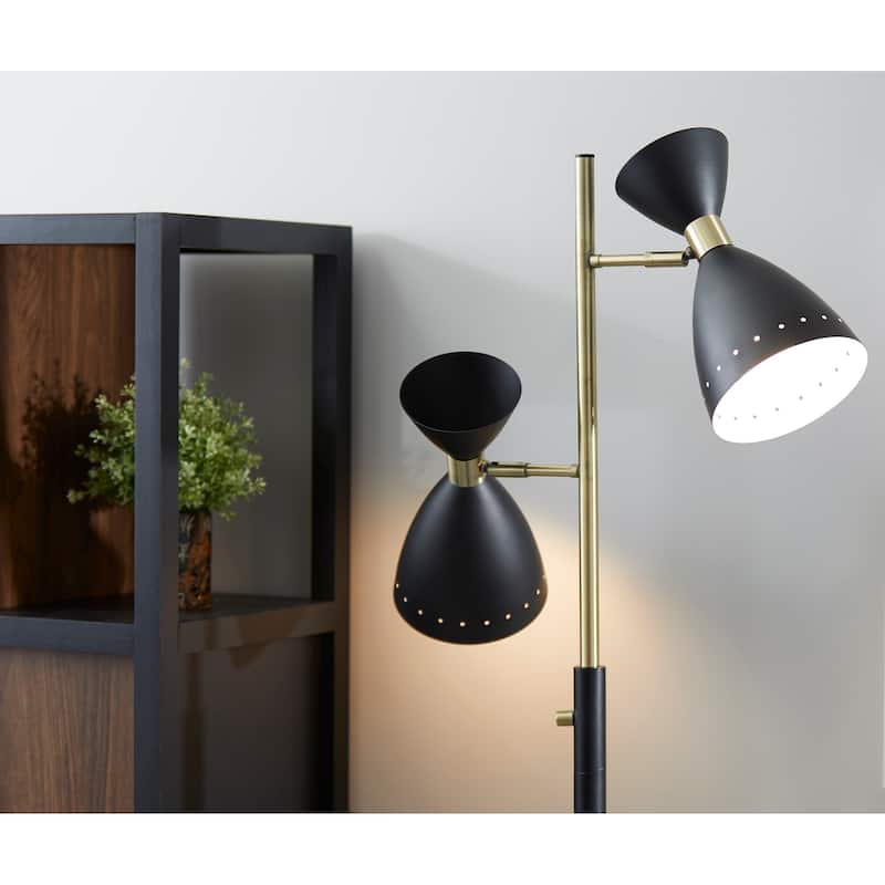 Adesso Black & Antique Brass Oscar Tree Lamp