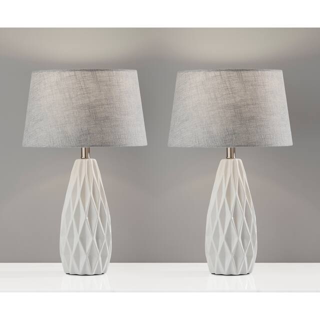 Adesso Joan Geometric White Table Lamp (Set of 2)