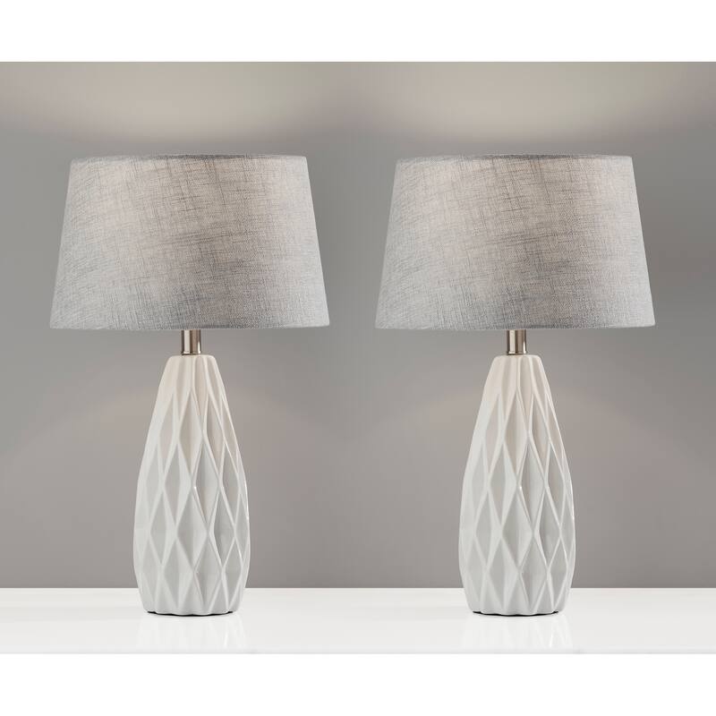 Adesso Joan Geometric White Table Lamp (Set of 2)
