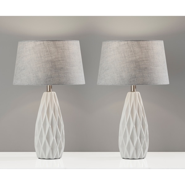 grey and white table lamp