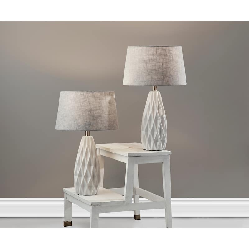 Adesso Joan Geometric White Table Lamp (Set of 2)
