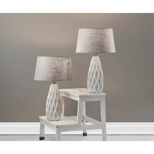 Adesso Joan Geometric White Table Lamp (Set of 2)