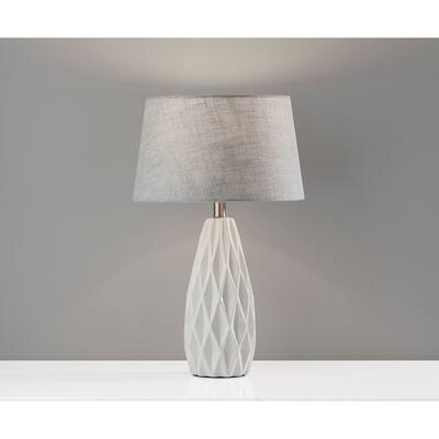 Adesso Joan Geometric White Table Lamp (Set of 2)