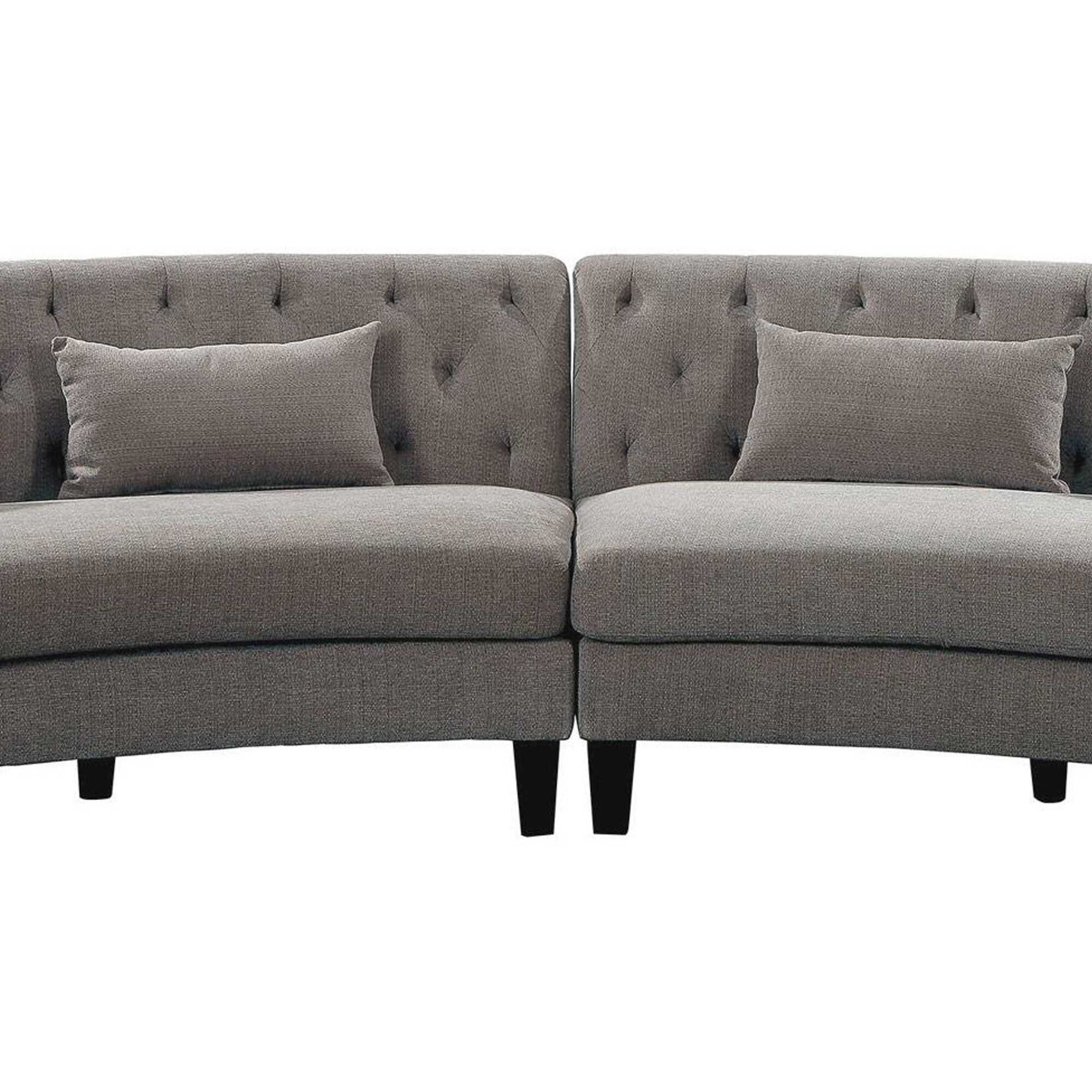 Curved Sectional Sofa, Tufted Back, Sloped Arms, Gray Fabric - On Sale -  Overstock - 30841618