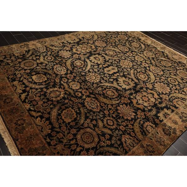 8x10 Hand Knotted Black Gold Green Color Persian 100 Wool Agra Superfine Traditional Oriental Rug 7 10 X 9 11 Overstock 30841763