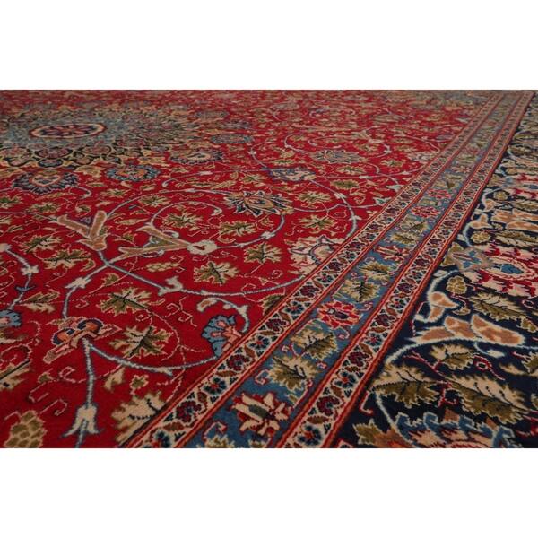 9x12 Hand Knotted Red With Orange Undertones Navy Ivory Color Persian 100 Wool Medallion Traditional 250 Kpsi Oriental Rug On Sale Overstock 30841766