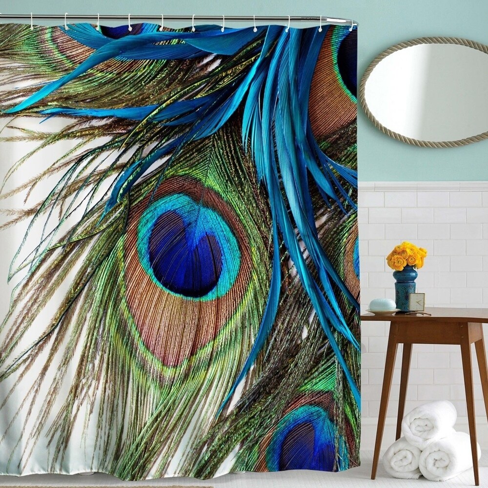 72" Abstract Art Colorful Peacock Polyester Fabric Shower Curtain Bath Accessory 