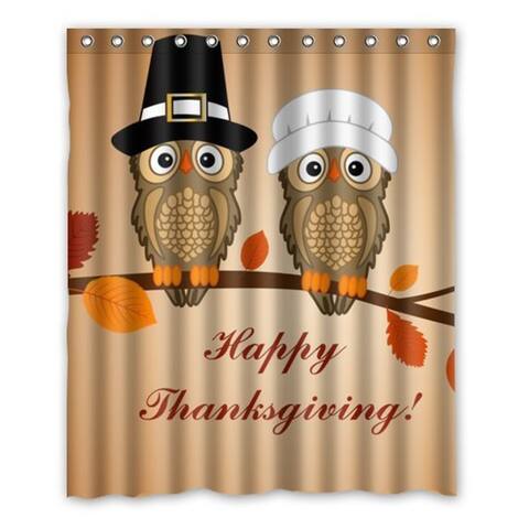 Polyester Shower Curtain with Hooks Happy Thanksgiving 60" x 72"