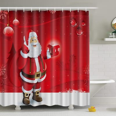 Polyester Shower Curtain with Hooks Santa 72" x 72"
