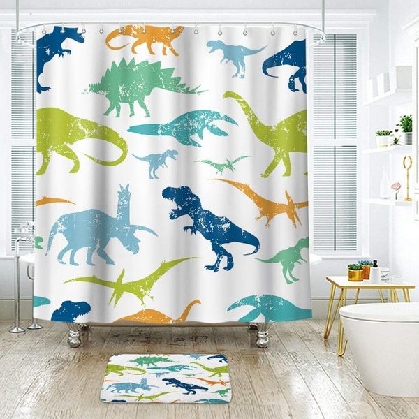 Shop Polyester Shower Curtain with Hooks Dinosaur 72