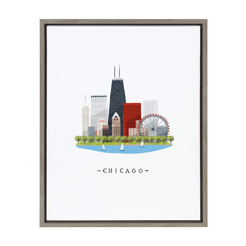 Kate and Laurel Sylvie Chicago Framed Canvas by Maja Tomljanovic - 18x24 - Plastic - Grey