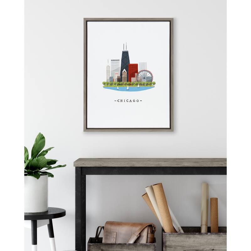 Kate and Laurel Sylvie Chicago Framed Canvas by Maja Tomljanovic