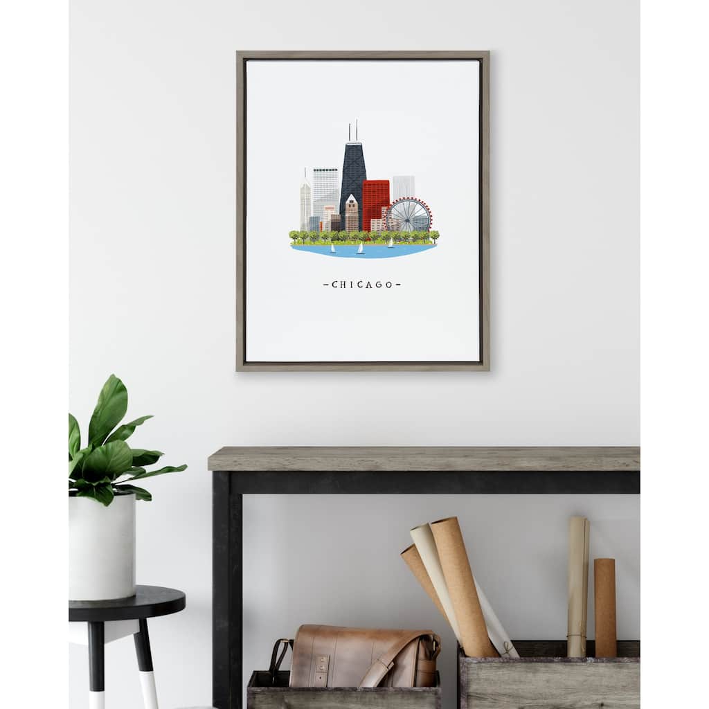 Kate and Laurel Sylvie Chicago Framed Canvas by Maja Tomljanovic