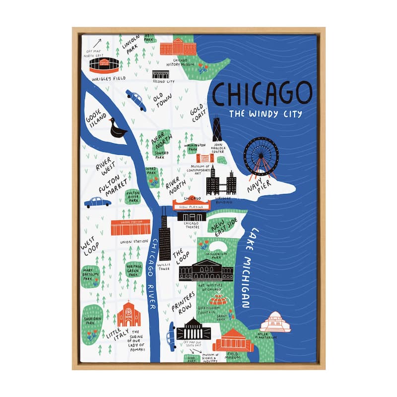 Kate and Laurel Sylvie Chicago Framed Canvas by Stacie Bloomfield - 23x33 - Plastic - Brown