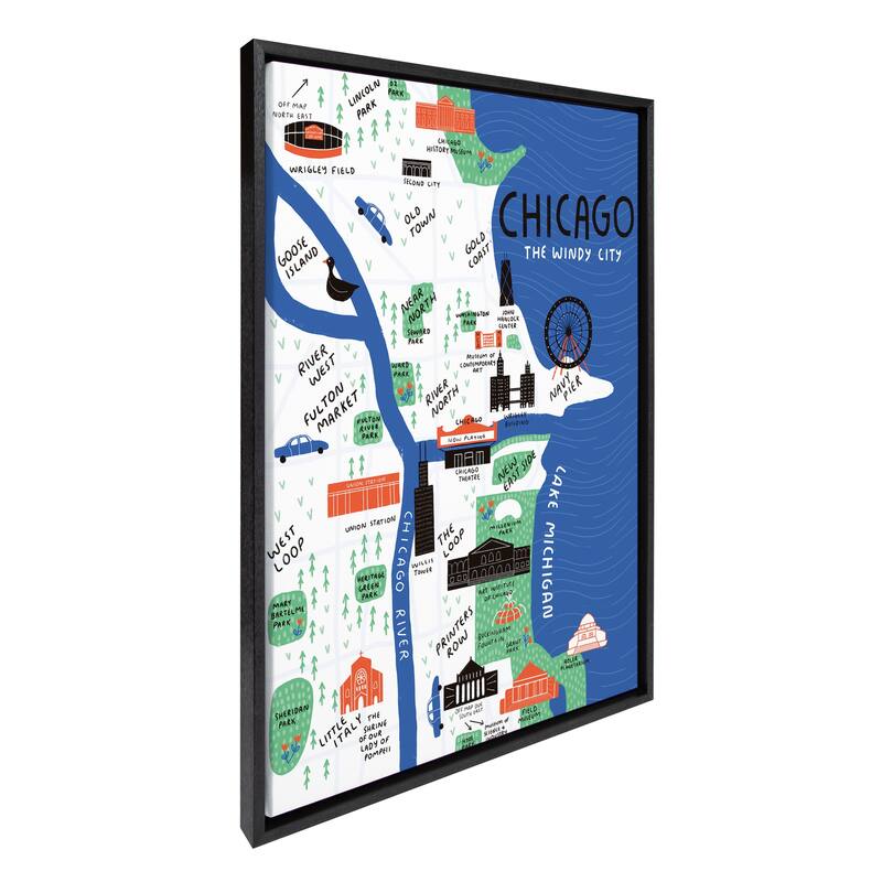 Kate and Laurel Sylvie Chicago Framed Canvas by Stacie Bloomfield
