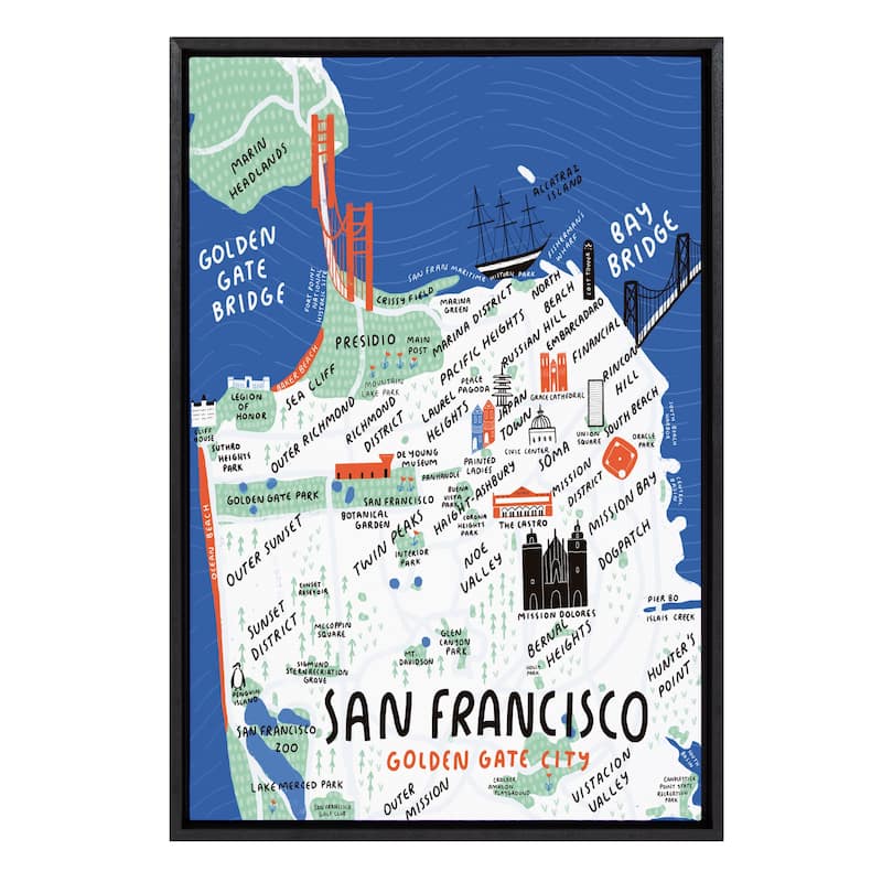 Kate and Laurel Sylvie San Francisco Canvas by Stacie Bloomfield - 23x33 - Plastic - Black